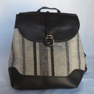 FAUX LEATHER BLACK STRIPE BACKPACK